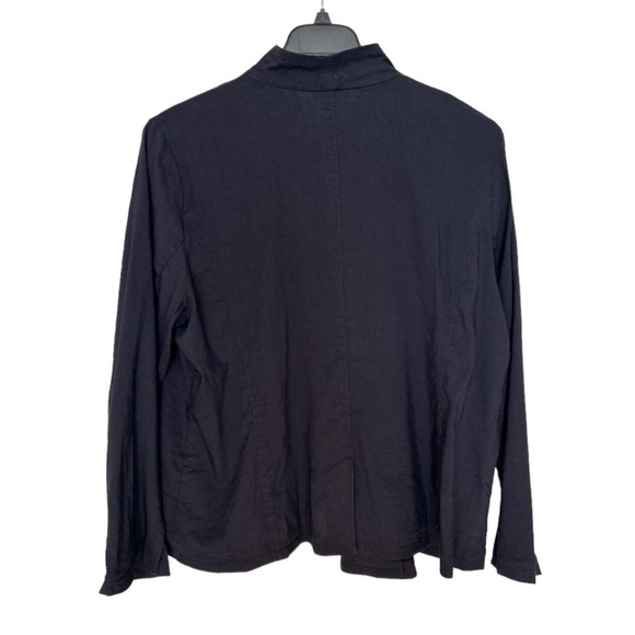 Eileen Fisher Open Front Black Linen Blend Jacket Size 1X - Picture 2 of 10